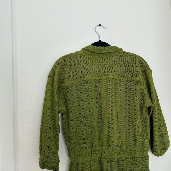 Free People Ryan Knit Crochet Romper Green One Piece Size XS Women’s Collared - Picture 8 of 11